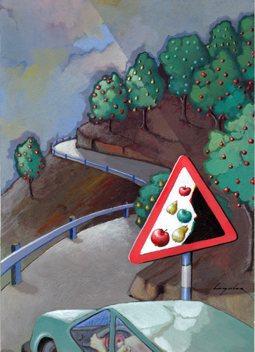 Cartoon: Danger on the road (medium) by luka tagged fruit