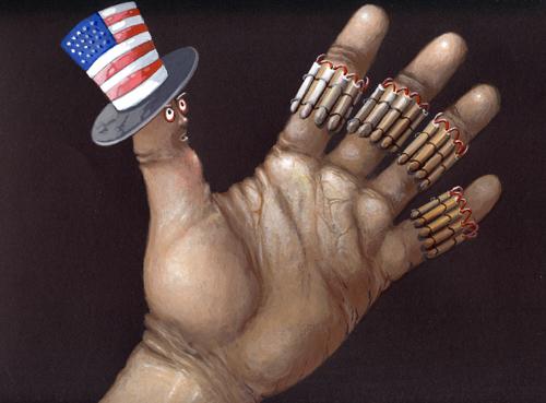 Cartoon: Hand of conflicts (medium) by luka tagged usa