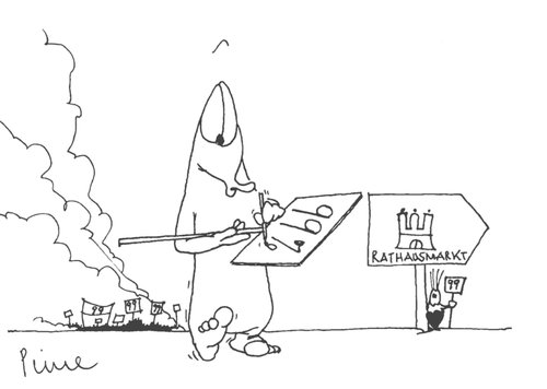 Cartoon: 99 (medium) by Pierre tagged ameisenbär,99,muschel,miesmuschel,bankenkrise,demo,demonstration,die,sind,wir