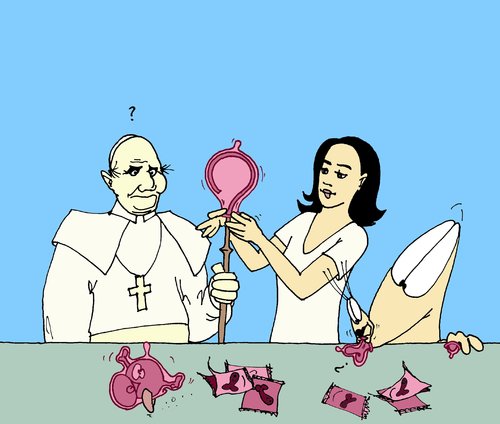 Cartoon: Benedikt und das Kondom (medium) by Pierre tagged kondom,papst,bebendikt