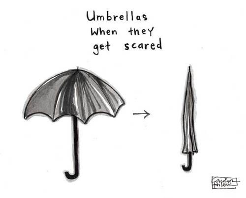 Cartoon: Umbrella Emotions (medium) by a zillion dollars comics tagged umbrellas,fear,scared
