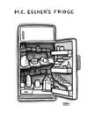 Cartoon: Eschers Fridge (small) by a zillion dollars comics tagged art,optical,illusions,food,appliances,artist