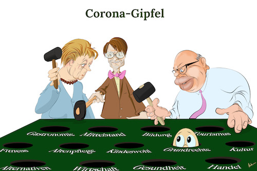 Cartoon: Die Corona - Bekämpfung? (medium) by KryCha tagged wirtschaft,mittelstand,ruin,pleite
