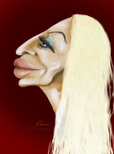 Cartoon: Donatella Versace (medium) by KryCha tagged donatella,versace,caricature,karikatur,cartoon,mode,design