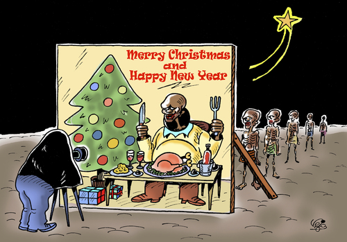 Cartoon: Christmas and New Year... (medium) by Vejo tagged christmas,newyear,hunger,third,world