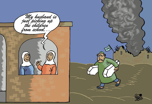Cartoon: Gaza War Crime (medium) by Vejo tagged crime,war,civilians,children,un,school