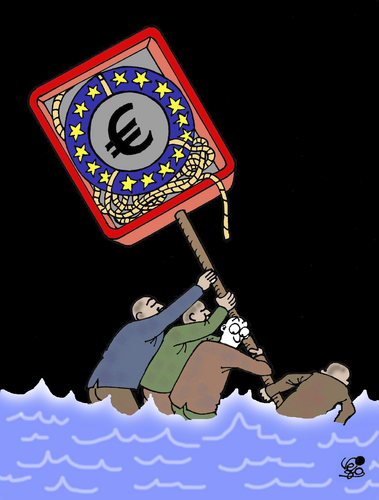 Cartoon: Saving the Eurozone... (medium) by Vejo tagged euro,saving,operation,money,bank