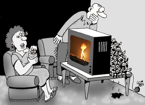 Cartoon: TV watching in the Putin Era (medium) by Vejo tagged ukraine,putin,russia,war,warcrimes,civilians