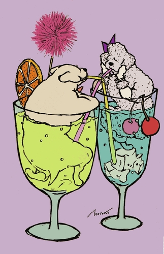 Cartoon: Cocktail (medium) by motoko tagged hund,dog,cocktail,alkohol,romantik