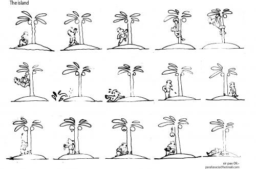 Cartoon: Island (medium) by pax tagged island,lost,humor,people,water