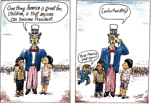 Cartoon: Anyone can become President (medium) by Alan tagged president,trump,uncle,sam,children,anyone,america,great