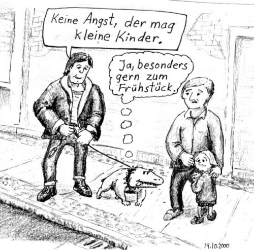 Cartoon: Hunde die Kinder mögen (medium) by Alan tagged hund,kinder,frühstück,pitbull,dog,dogs,breakfast,macabre