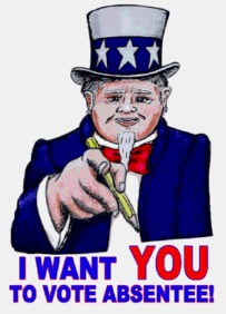 Cartoon: Uncle Sam Pointing (medium) by Alan tagged absentee,vote,pointing,unclesam,sam,uncle,pencil,voting