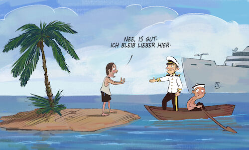 Cartoon: Einsame Insel (medium) by Arne S Reismueller tagged insel,rettung,sos,seenot,insel,rettung,sos,seenot