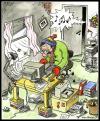 Cartoon: Bad working conditions (small) by deleuran tagged health,environment,work,milieu,