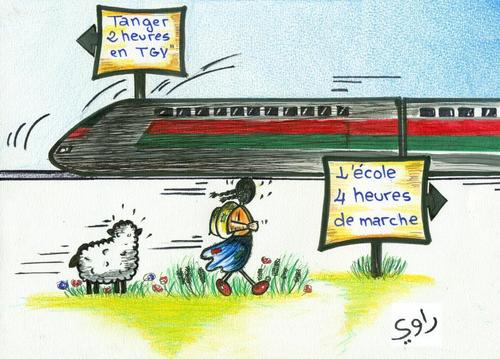 Cartoon: TGV au Maroc (medium) by Raoui tagged tgv,maroc