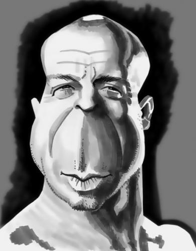 Cartoon: Bruce Willis (medium) by spot_on_george tagged bruce,willis,die,hard,caricature