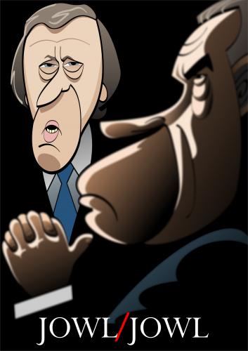 Cartoon: Frost - Nixon (medium) by spot_on_george tagged david,frost,richard,nixon,interview,caricature