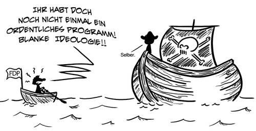 Cartoon: Piraten und die FDP (medium) by elke lichtmann tagged piraten,fdp,konzept,programm,partei,ideologie