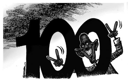 Cartoon: Barack Obama - hundred days (medium) by toon tagged political,cartoon,barack,obama