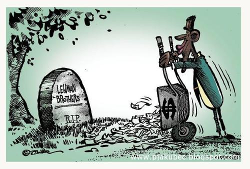Cartoon: Barack Obama - Lehman Brothers (medium) by toon tagged political,cartoon,barack,obama,crisis