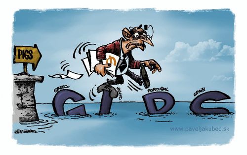 Cartoon: PIGS (medium) by toon tagged economy,euro,greece,ireland,portugal