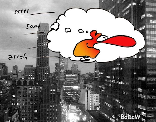 Cartoon: Gedankenflieger (medium) by BoDoW tagged fliegen,gedanken,kraft,der,gedankenblase,new,york,vorstellungskraft,imagination