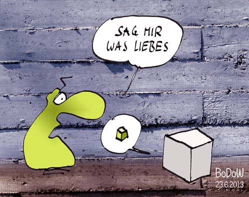 Cartoon: ... mal was Liebes ... (medium) by BoDoW tagged liebes,sagen,paar,wunsch,beton,sehnsucht,beziehung,kubus