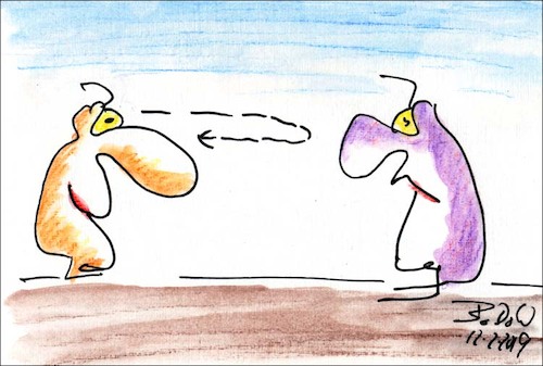 Cartoon: Fest im Blick ! (medium) by BoDoW tagged narziss,ego,selbstbezug,beziehung,paar