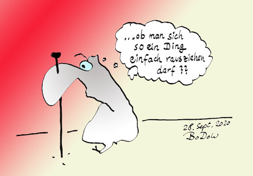 Cartoon: Festgepint ... (medium) by BoDoW tagged gefangen,angst,psychologie,problem,gehemmt
