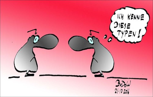 Cartoon: ich und du (medium) by BoDoW tagged alter,ego,erkenne,dich,selbst,gegenüber,ich,du,spiegel,selbsterkenntnis,sein,spießgesellen,typen,erfahrung