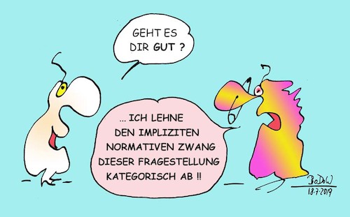 Cartoon: Normativer Zwang (medium) by BoDoW tagged zwang,frage,norm,normativ,punk,gut,gehen,gutgehen,unterdrückung