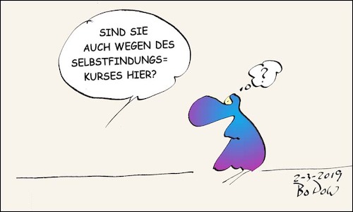 Cartoon: Selbstfindung (medium) by BoDoW tagged selbstfindung,ego,kurs,selbsterkenntnis,verloren,niemand,sein