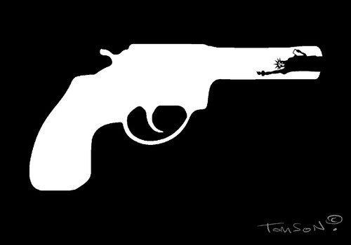 Cartoon: Schießerei in Kalifornien (medium) by to1mson tagged usa,america,amerika,ameryka,shooting,schiesserei,strzelanina,sozialeinrichtung