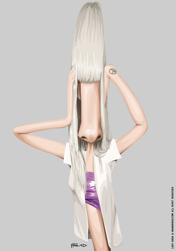 Cartoon: Lady Gaga (medium) by manohead tagged manohead,caricatura