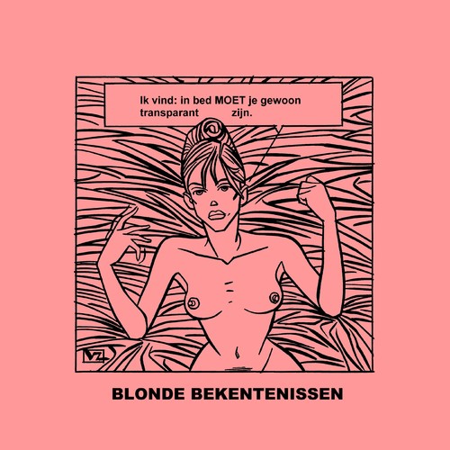 Cartoon: Blonde Bekentenissen - In Bed! (medium) by Age Morris tagged tags,carrieretijger,carrierebabe,seks,blondebekentenissen,overlevenenliefde,toons,cartoons,atomstyle,aboutloveandlife,victorzilverberg,agemorris,atoomstijl,bed,bedpraat,transparant