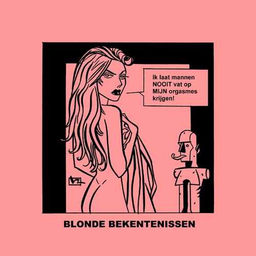 Cartoon: Blonde Bekentenissen - NOOIT! (medium) by Age Morris tagged controle,vatkrijgen,orgasme,mannen,lekkerding,domblondje,cartoons,overlevenenliefde,blondebekentenissen,atoomstijl,victorzilverberg,agemorris,tags