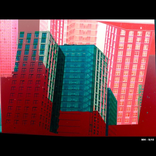 Cartoon: MH - Office Abstract III (medium) by MoArt Rotterdam tagged rotterdam,weenazuid,kantoor,kantoorgebouw,office,officebuilding,officeabstract,abstractgebouw,greenandred,roodengroen,zakenleven