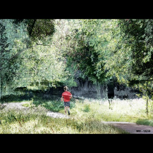 Cartoon: MH - The Ego and the Id (medium) by MoArt Rotterdam tagged ego,id,freud,trees,bomen,man,running,rennen,the