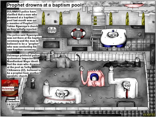 Cartoon: baptism (medium) by bob schroeder tagged baptism,prophet,drowning,pool,church,ceremony