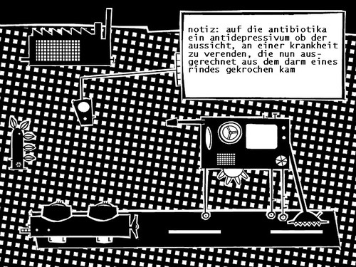 Cartoon: ehec (medium) by bob schroeder tagged ehec,antibiotika,industrie,nahrung,essen,rind,darm