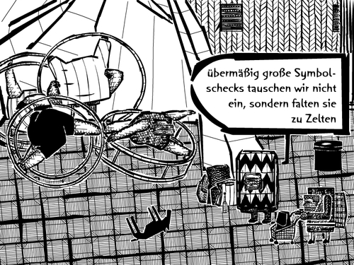 Cartoon: gib (medium) by bob schroeder tagged scheck,spende,symbolscheck,charity,sammlung,rhoenrad