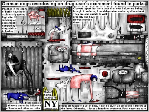 Cartoon: junkie dogs (medium) by bob schroeder tagged junkie,dog,heroin,narcotics,high,vet,emetic,berlin