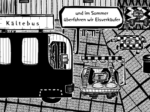 Cartoon: kaeltebus (medium) by bob schroeder tagged sommer,eis,heiss,kalt,job,sozial,maracuja