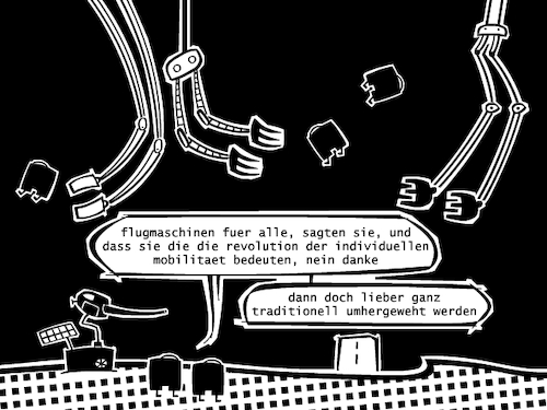Cartoon: Mobil (medium) by bob schroeder tagged flugtaxi,startup,verkehr,mobilität,transport,individualverkehr,drohne,demokratisierung