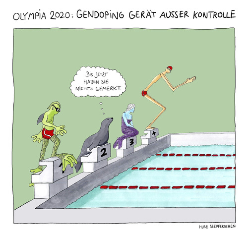 Cartoon: Gendoping (medium) by Huse Fack tagged gendoping,olympia,schwimmsport,swimming