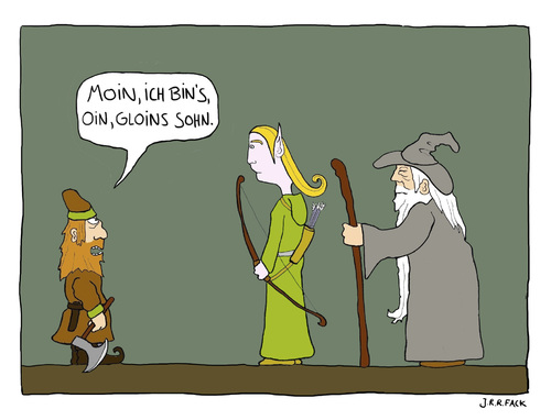 Cartoon: Kleiner Hobbit auf norddeutsch (medium) by Huse Fack tagged hobbit,tolkien,mittelerde