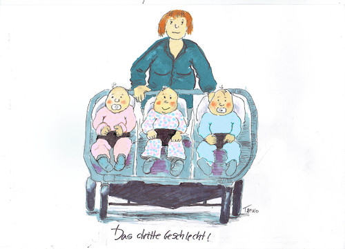 Cartoon: Das dritte Geschlecht (medium) by Skowronek tagged babies,drei,geschlechter,mädchen,jungen