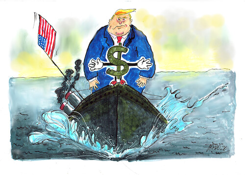 Cartoon: Der Schiffsuntergang (medium) by Skowronek tagged iran,straße,von,hormus,usa,eu