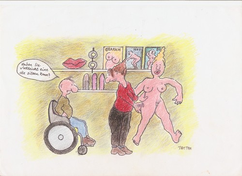 Cartoon: Sexshop (medium) by Skowronek tagged rollstuhlfahrer